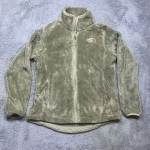 The North Face Jacket Womens M Green Fuzzy Fleece Sweater Logo Osito Full Zip